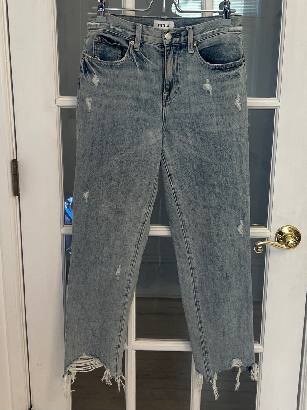 PISTOLA Women’s Distressed Detail Presley High Rise Relaxed Jeans Size 25